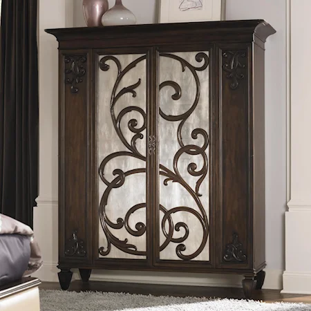 Two Door Dressing Armoire with Castered Stool